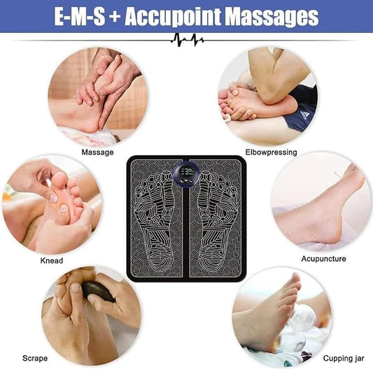 EMS Foot Massager for Neuropathy & Plantar Fasciitis Relief - Electric blood Circulation Device with 8 Modes & 19 Levels