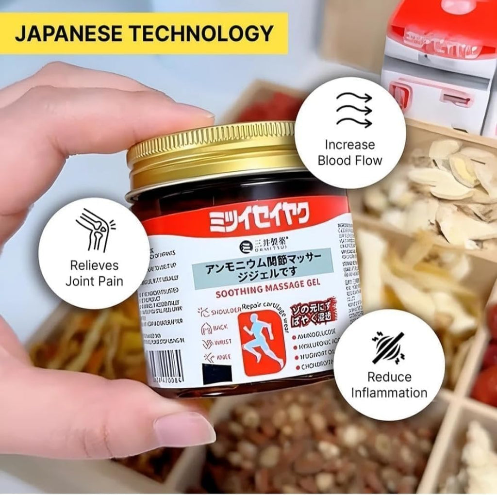 Japanese Instant Pain Relief Soothing Massage Gel | Fast-Acting Muscle & Joint Comfort | With Mugwort Oil, Camphor & Lactic Acid | Relief for Back, Neck, Shoulders & Knees (100 gm)