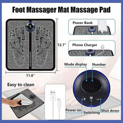 EMS Foot Massager for Neuropathy & Plantar Fasciitis Relief - Electric blood Circulation Device with 8 Modes & 19 Levels