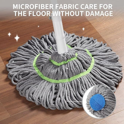Floor Cleaning Mop | 360° Spin Twist Mop with Adjustable Handle | Super Absorbent Cotton Head for Wet & Dry Cleaning | Reusable & Easy to Wash