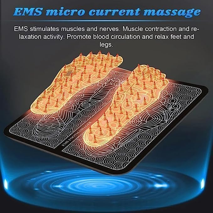 EMS Foot Massager for Neuropathy & Plantar Fasciitis Relief - Electric blood Circulation Device with 8 Modes & 19 Levels