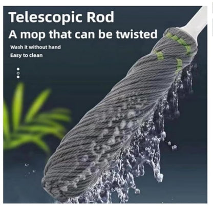 Floor Cleaning Mop | 360° Spin Twist Mop with Adjustable Handle | Super Absorbent Cotton Head for Wet & Dry Cleaning | Reusable & Easy to Wash