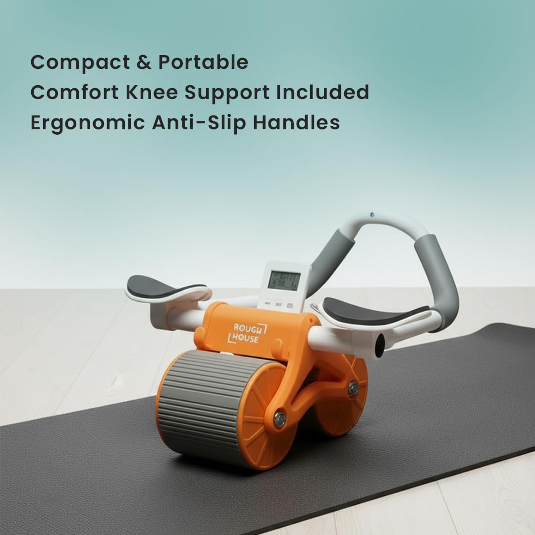 Roll Abs Wheel – Ergonomic Automatic Rebound Abdominal Roller for Core Strength & Stability, Includes Knee Mat – Portable Home Gym Equipment for Abs, Back & Full Body Workout