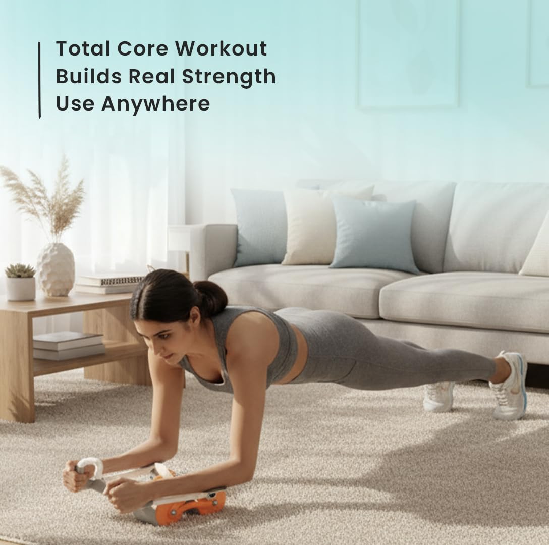 Roll Abs Wheel – Ergonomic Automatic Rebound Abdominal Roller for Core Strength & Stability, Includes Knee Mat – Portable Home Gym Equipment for Abs, Back & Full Body Workout
