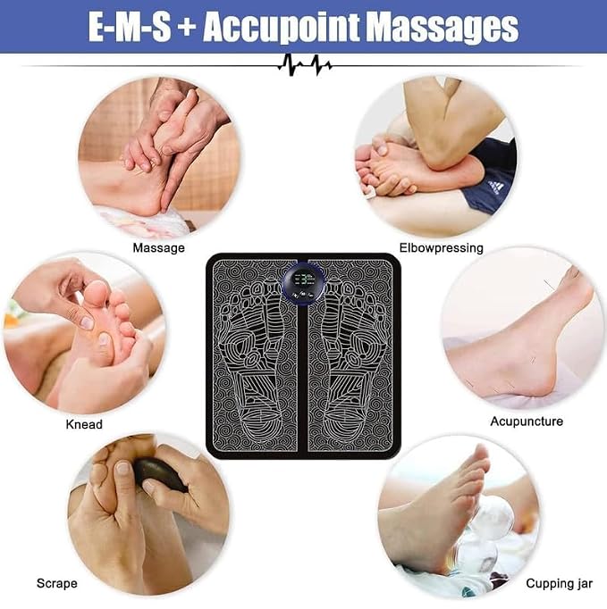 EMS Foot Massager for Neuropathy & Plantar Fasciitis Relief - Electric blood Circulation Device with 8 Modes & 19 Levels