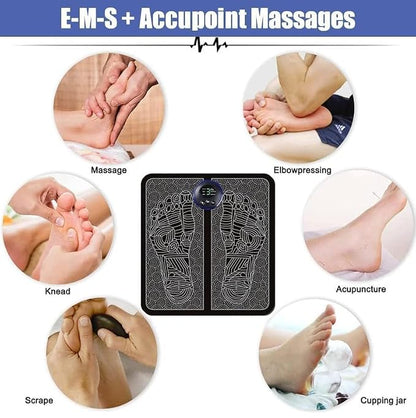 EMS Foot Massager for Neuropathy & Plantar Fasciitis Relief - Electric blood Circulation Device with 8 Modes & 19 Levels