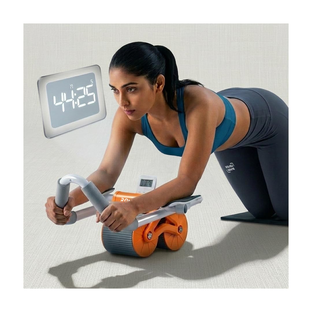 Roll Abs Wheel – Ergonomic Automatic Rebound Abdominal Roller for Core Strength & Stability, Includes Knee Mat – Portable Home Gym Equipment for Abs, Back & Full Body Workout