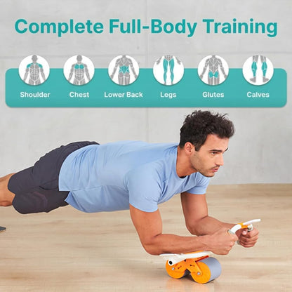 Roll Abs Wheel – Ergonomic Automatic Rebound Abdominal Roller for Core Strength & Stability, Includes Knee Mat – Portable Home Gym Equipment for Abs, Back & Full Body Workout