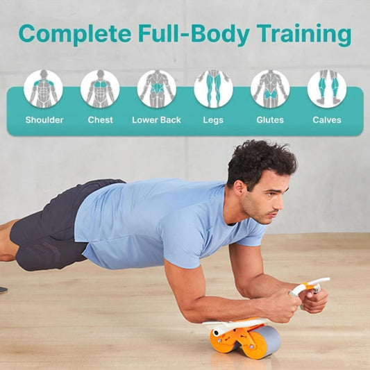 Roll Abs Wheel – Ergonomic Automatic Rebound Abdominal Roller for Core Strength & Stability, Includes Knee Mat – Portable Home Gym Equipment for Abs, Back & Full Body Workout
