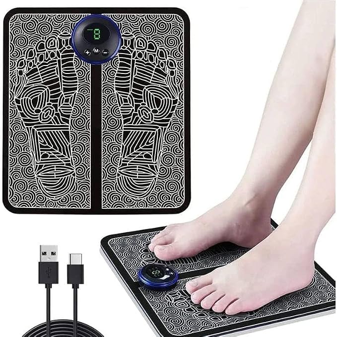 EMS Foot Massager for Neuropathy & Plantar Fasciitis Relief - Electric blood Circulation Device with 8 Modes & 19 Levels