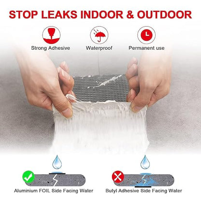 Super Strong Adhesive Waterproof tape Permanent Repair Roof Water Leakage Solution Rubber Foil Suitable for Roof Leak, surface Crack, Window Sill Gap leak TAPE