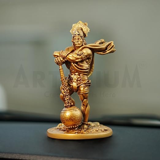 Lord Hanuman Statue – Golden Spiritual Home & Pooja Décor