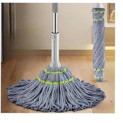 Floor Cleaning Mop | 360° Spin Twist Mop with Adjustable Handle | Super Absorbent Cotton Head for Wet & Dry Cleaning | Reusable & Easy to Wash