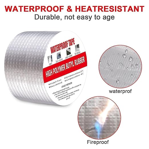 Super Strong Adhesive Waterproof tape Permanent Repair Roof Water Leakage Solution Rubber Foil Suitable for Roof Leak, surface Crack, Window Sill Gap leak TAPE